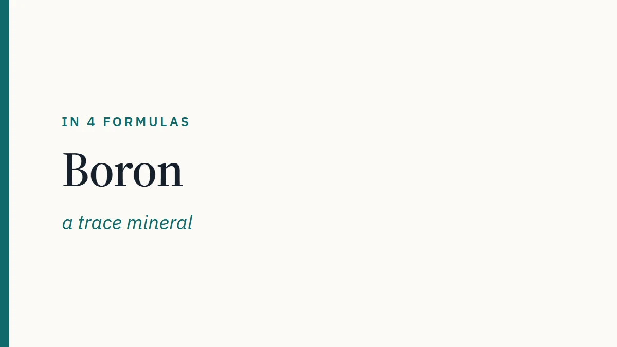 Card reading Boron, a trace mineral, in 4 formulas