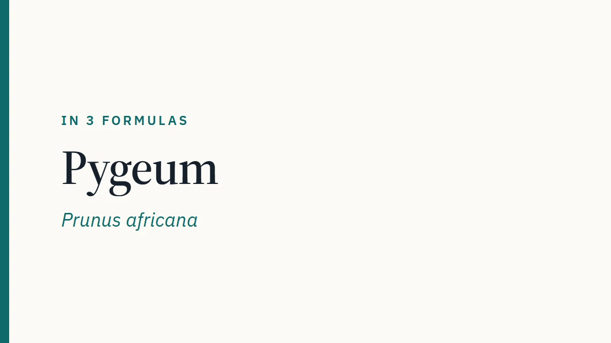 Card reading Pygeum, Prunus africana, in 3 formulas